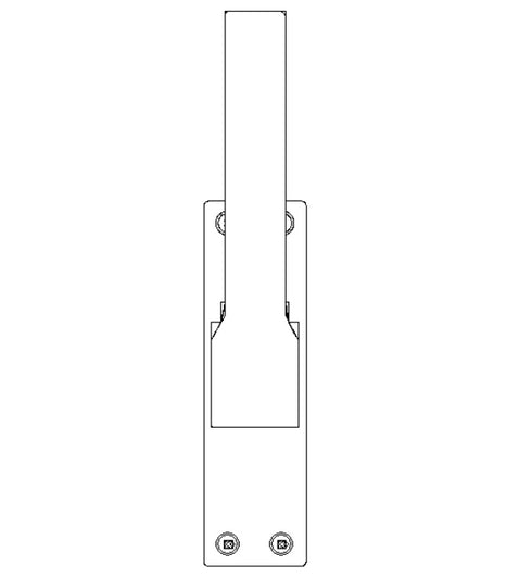 Line drawing of a rectangular switch on a white background